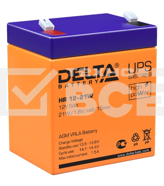Батарея Delta HR 12-21W (12V, 5Ah)