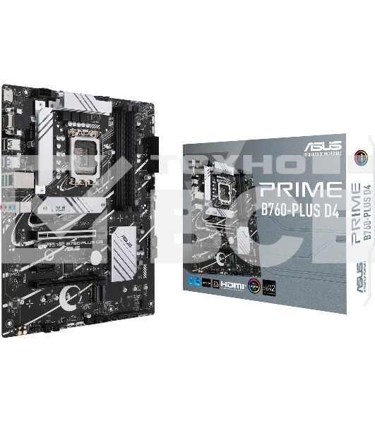 Материнская плата ASUS PRIME B760-PLUS D4, LGA 1700, Intel B760, 4xDDR4, 4xSATA, 3xM.2, 1xPCIe 4.0 x4, 1xPCIe 5.0 x16, 1xHDMI, 1xDP, 1xVGA, 1x 2.5Gb LAN, 1xUSB 3.2 Gen 2, 2xUSB-A 3.2 Gen 2, 3x3.5 мм, 7.1, ATX