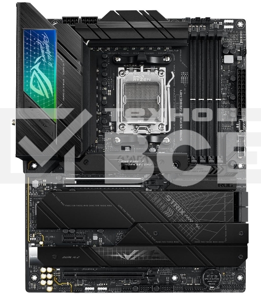 Материнская плата ASUS ROG STRIX X670E-F GAMING WIFI, AM5, AMD X670, 4xDDR5, 4xSATA, 4xM.2, 1xPCIe 5.0 x16, 1xPCIe 4.0 x4, 1xHDMI, 1xDP, 1x 2.5Gb LAN, 2xUSB-C 3.2 Gen 2, 2xUSB-C 3.2 Gen 2x2, 2xUSB-A 2.0, 7xUSB-A 3.2 Gen 2, 5x3.5 мм, 7.1, ATX