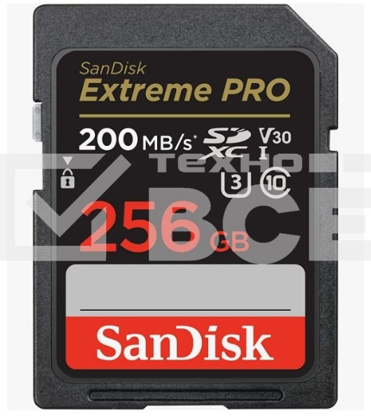 Флеш карта SD 256GB SanDisk SDXC Class 10 V30 UHS-I U3 Extreme Pro 200MB/s