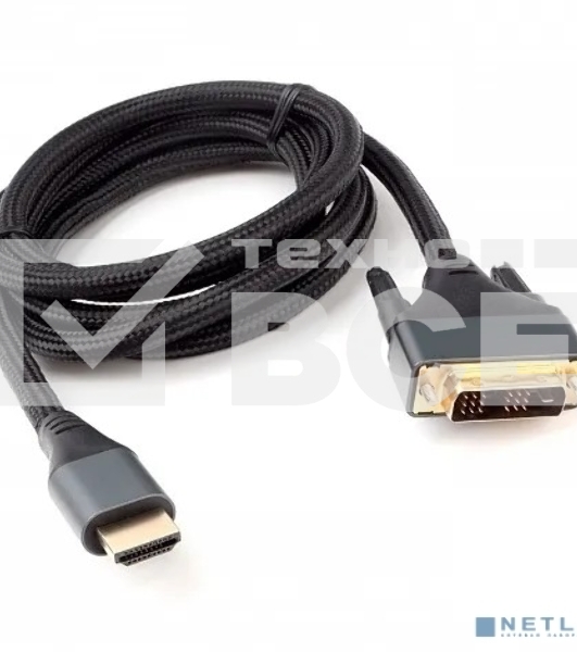 Кабель HDMI-DVI Cablexpert CC-HDMI-DVI-4K-6, 19M/19M, single link, 4K, медь, нейлоновая оплетка, метал.разъемы, 1.8м, черный, коробка