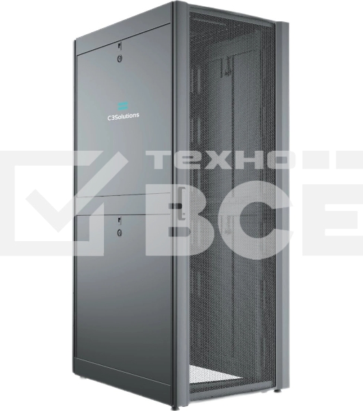 Шкаф серверный C3 Solutions (C3.RF2401) напольный 24U 600x1050 мм пер. дв. перфор. 2 бок. пан. направл. под закл. гайки 1500 кг черный 1182 мм металл