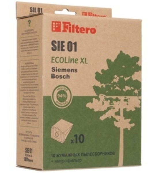 Бумажные пылесборники Filtero SIE 01 (1 0+фильтр) ECOLine XL,