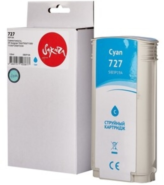 Картридж струйный Sakura B3P19A (№727 Cyan) для HP, голубой, 130 мл.