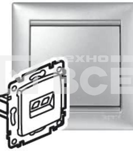 Электроустановочные изделия Legrand Legrand 770230 Розетка RJ45 Valena 1 выход Кат.5e UTP (алюминий) монтаж на захватах