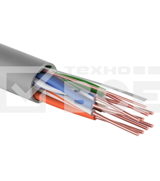 Кабель витая пара Rexant LIGHT U/UTP, категория 5e, ZH нг(А)-HF, 4PR, 24AWG, внутренний, серый, 305 м