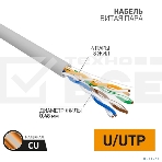 Кабель UTP PROconnect 4PR 24AWG, CU (медь), CAT5E, 100 МГц, PVC, серый, бухта 50 м, фото2