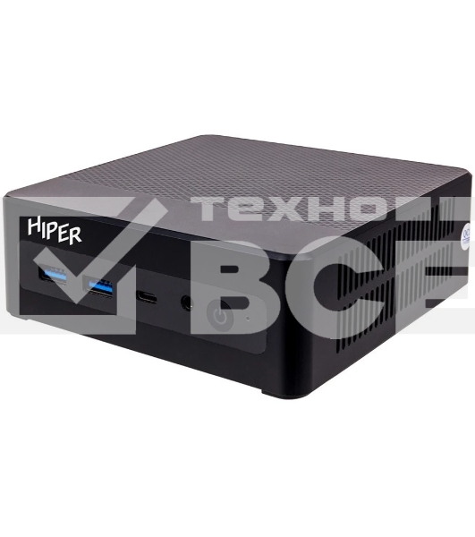 Неттоп HIPER FACTUM FN2  Intel Core i3 1315U(1.2Ghz)/8192Mb/256PCISSDGb/noDVD/BT/WiFi/war 1y/0.4kg/черный/Win11Pro + WiFi 6, BT 5.2,Чёрный, БП 90Вт, VESA крепление