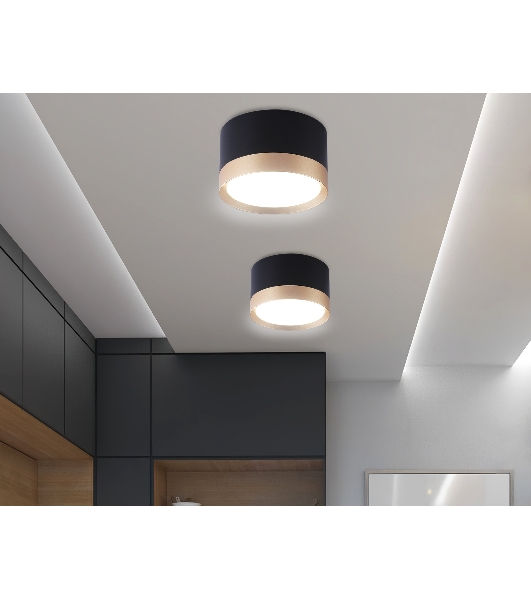 Светильник Ambrella light TN52359 BK/GD черный/золото GX53 max 12W D82*50