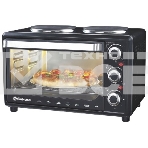 Мини-печь Sakura SA-7002HBK 48л, 3600Вт, духовка 2000Вт, конфорки 185мм+155мм (1000Вт+600Вт), механ.управление, 3 режима работы духовки (верх, низ, верх+низ), раздельная регулировка температуры духовки и конфорок, комплектация - металлическая решетка, противень и ухват. чёрны, фото2