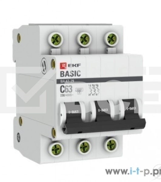 Автоматический выключатель EKF mcb4729-3-40C 3P 40А (C) 4,5кА ВА 47-29 Basic
