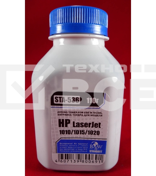 Тонер HP LJ 1010/1012/1015/1018/1020 (фл,110г) B&W Standart фас России