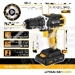 Аккумуляторная дрель DEKO DKCD20FU-Li (063-4103) 20В 1.5Ahx2 63 с набором 63 предмета в кейсе, фото6