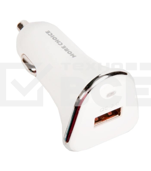 Автомобильная зарядка (от прикуривателя) 1USB 3.0A QC3.0 быстрая зарядка More Choice AC22QC белый