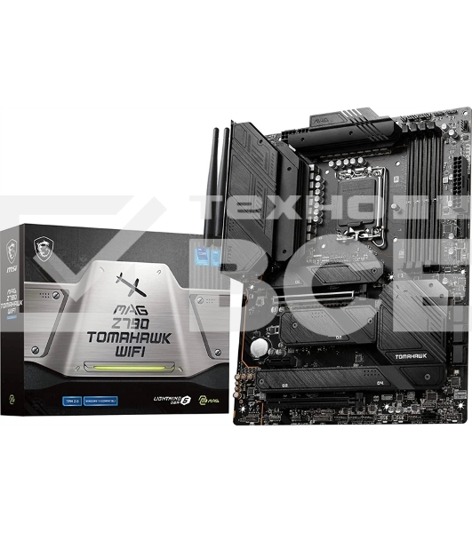 Материнская плата MSI MAG Z790 TOMAHAWK WIFI, LGA 1700, Intel Z790, 4xDDR5, 7xSATA, 4xM.2, 1xPCIe 4.0 x4, 1xPCIe 5.0 x16, 1xHDMI, 1xDP, 1x2.5Gb LAN, 4xUSB-A 3.2 Gen 1, 4xUSB-A 3.2 Gen 2, 1xUSB-C 3.2 Gen 2, 1xUSB-C 3.2 Gen 2x2, 5x3.5 мм, 7.1, Standard-ATX