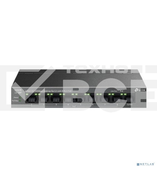 Настольный коммутатор TP-Link LS109P с 9 портами 10/100 Мбит/с (8 портов PoE+)