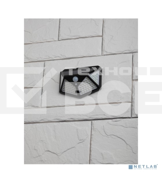 Светильник Фасадный ЭРА ERAFS100-04 с датч. движ. и 4-мя плоск. освещ., на солн. бат.100 LED,300 lm (25/100/800)