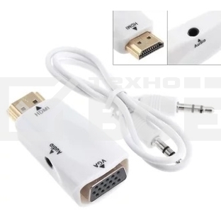 Переходник аудио-видео Premier 5-983AC HDMI (m)/VGA (f)/Jack 3.5 (f) белый