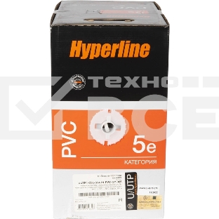 Кабель информационный Hyperline UUTP4R-C5E-S24-IN-PVC-GY-305 кат.5E UTP 4 пары 24AWG PVC внутренний 305м серый