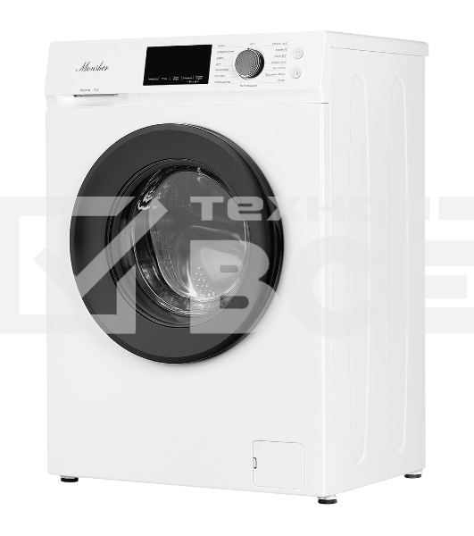 Стиральная машина MONSHER MWM 450 Blanc отдельностоящая, фронтальная, 16 программ, загрузка 7 кг, 1200 об/мин, сенсорное/механическое управление, инверторный двигатель, отложенный старт, блокировка от детей, энергоэффективность А+++, цвет белый