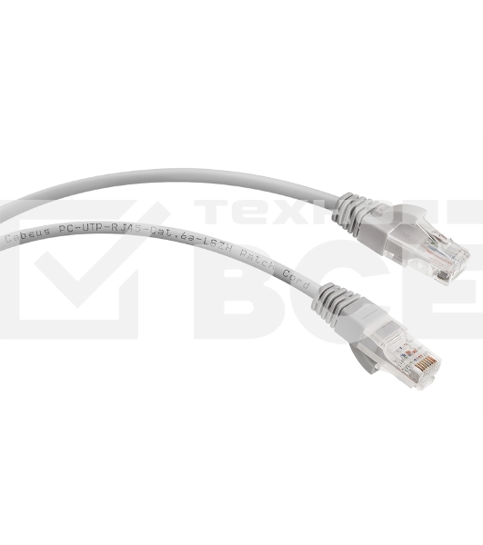 Шнур комм. Cabeus, cat.6a, неэкр., U/UTP, RJ45/RJ45, LSZH, AWG24, 5м, серый