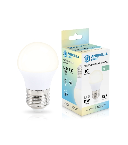 Лампа светодиодная	451104 LED G45 11W IC E27 4000K 175-265V