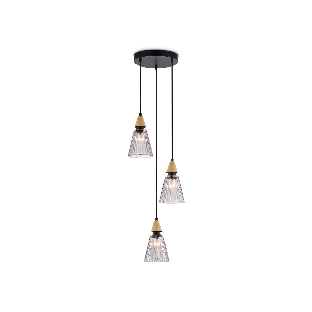 Светильник Ambrella light LH58112/3 BK/LW/SM черный/светлое дерево/дымчатый E14*3 max 40W D270*1200