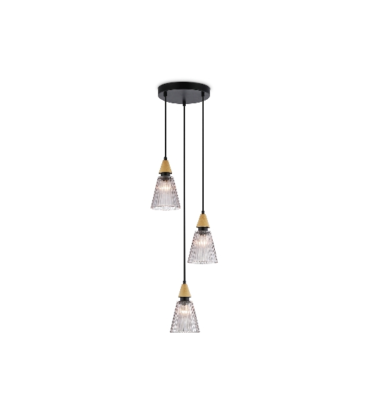 Светильник Ambrella light LH58112/3 BK/LW/SM черный/светлое дерево/дымчатый E14*3 max 40W D270*1200