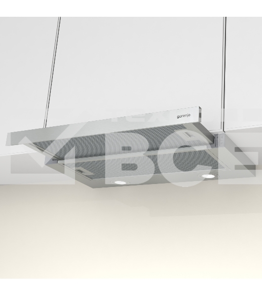 Встраиваемая вытяжка Gorenje TH62E4X, ширина 60 см, механическое управление, отвод и рециркуляция, 450 м3/ч, нержавеющая сталь