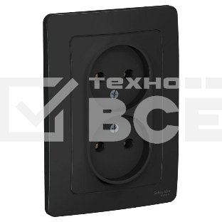 Розетка 2-м СП BLANCA 16А 250В без шторок без заземл. антрацит SchE BLNRS000026