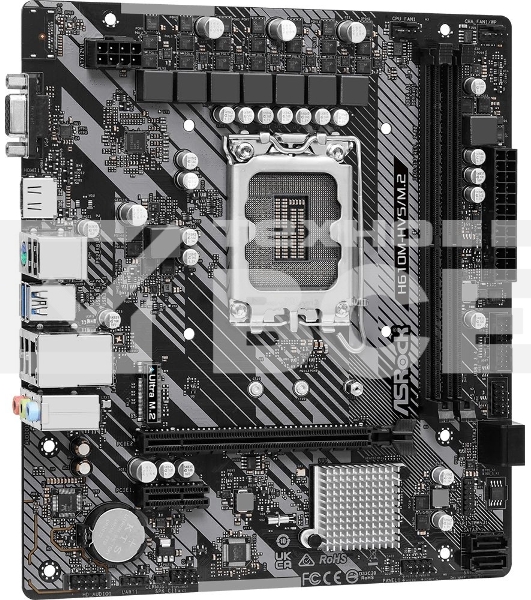 Материнская плата ASRock H610M-HVS/M.2 R2.0, LGA 1700, Intel H610, 2xDDR4, 4xSATA, 1xM.2, 1xPCIe 4.0 x16, 1xPCIe x1, 1xHDMI, 1xVGA, 1x 1Gb LAN, 4xUSB-A 2.0, 2xUSB-A 3.2 Gen 1, 3x3.5 мм, 7.1, mATX