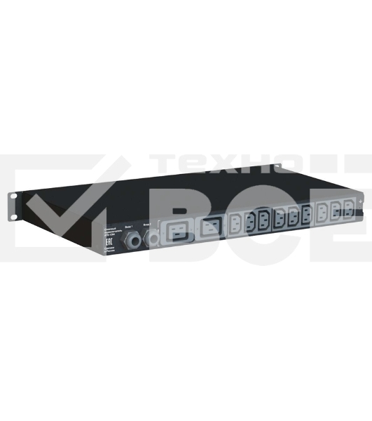 Автоматический ввод резерва ELEMY RACK ATS, 1U, 220В, 32А, OLED, Ethernet, in (2) IEC309, out (2) C19 (9) C13
