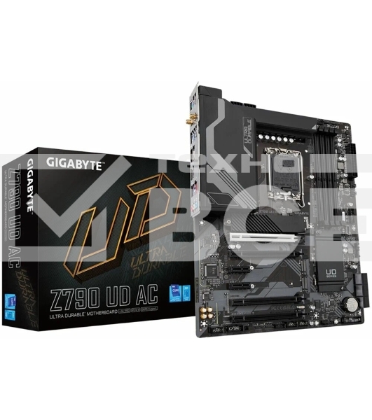 Материнская плата Gigabyte Z790 UD AX (V1.1/V1.2), LGA 1700, Intel Z790, 4xDDR5, 6xSATA, 3xM.2, 1xPCIe 5.0 x16, 1xPCIe 4.0 x4, 1xPCIe 3.0 x1, 1xHDMI, 1xDP, 1x 2.5Gb LAN, 4xUSB-A 2.0, 4xUSB-A 3.2 Gen 1, 1xUSB-A 3.2 Gen 2, 1xUSB-C 3.2 Gen 2x2, 7.1, ATX