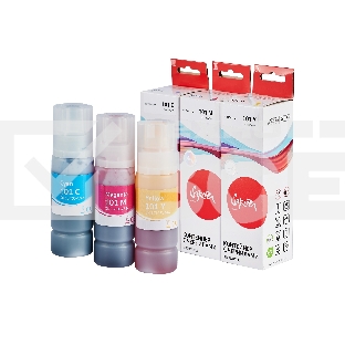 Набор чернил Sakura SIC13T03VBA (101 BK/C/M/Y) для Epson, водорастворимый тип, (черный,голубой, пурпурный, желтый), 4шт в наборе.