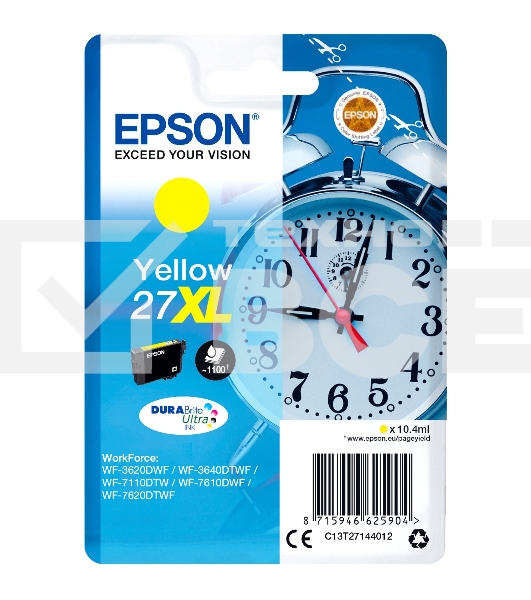 Картридж струйный Epson 27XL T2714 (C13T27144022/C13T27144020) желтый, 10,4 мл. (1100 стр.), для WF7110/7610/7620