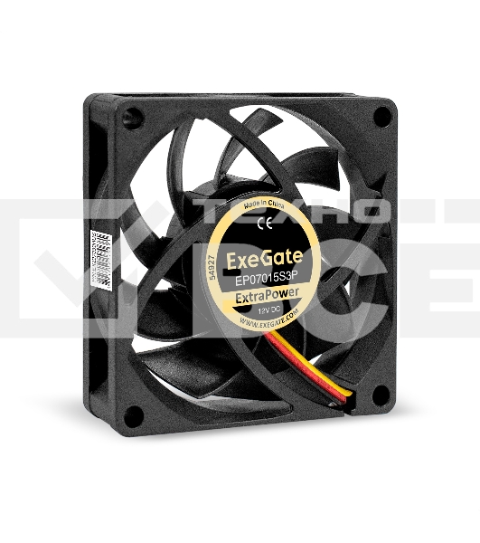 Вентилятор для корпуса ExeGate ExtraPower EP07015S3P черный, 70 мм, 3000 об/мин, 27 дБ, 3 pin