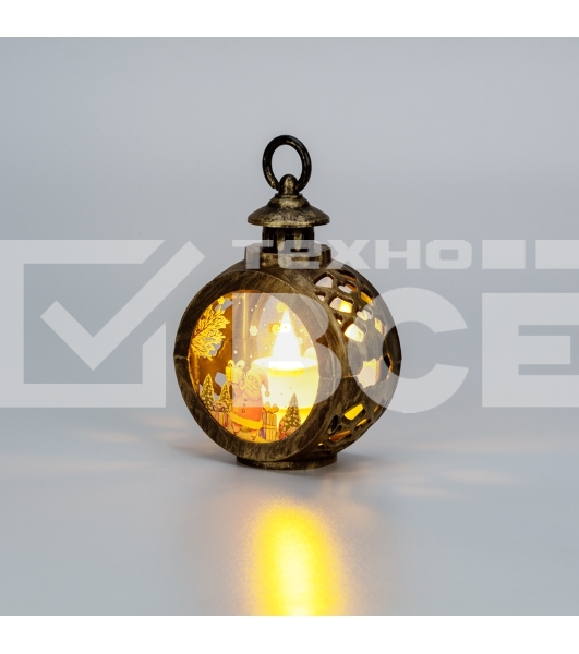 Фонарь декоративный Neon-night (фигура) со свечкой 9х5х13см, цвет корпуса бронзовый, цвет свечения теплый белый, питание 3xLR1130 (в комплекте)