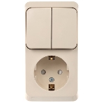 Блок Schneider-electric ЭТЮД О/У: Розетка с зазем. со шт. + Выключатель 2-клавиш., кремовый,, фото2