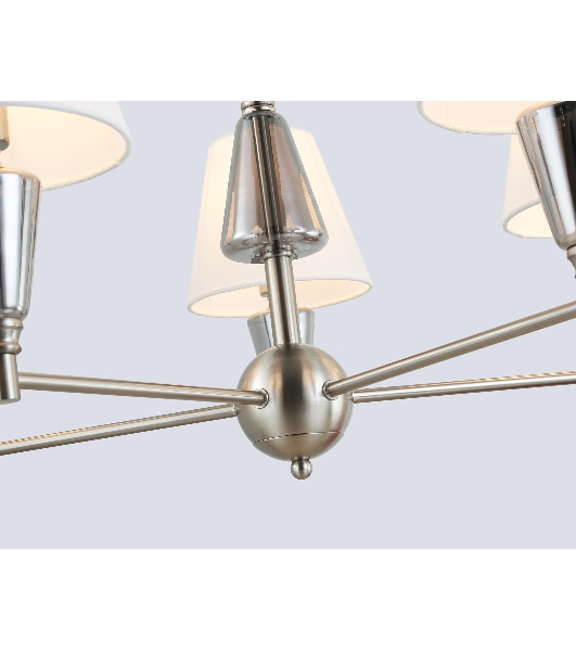 Люстра Ambrella light LH75253/5 SN/FR сатин никель/белый матовый E14*5 max 40W D700*510