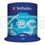 Диск CD-R Verbatim 700Mb 52x Cake Box (100шт) (43411), фото 1