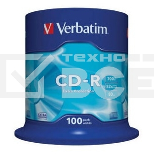 Диск CD-R Verbatim 700Mb 52x Cake Box (100шт) (43411)