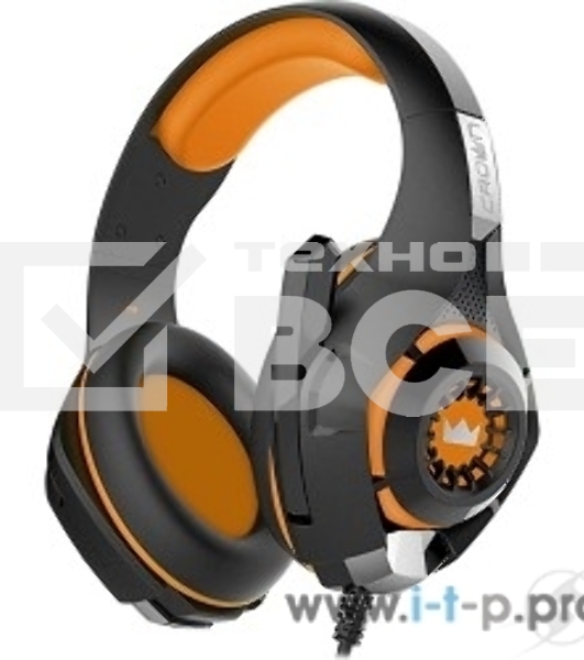 Наушники CROWN CMGH-102T Black&orange (Подключение USB, встроенная аудио карта, Частотныи диапазон: 20Гц-20,000 Гц,Кабель 2.1м,Размер D 250мм)