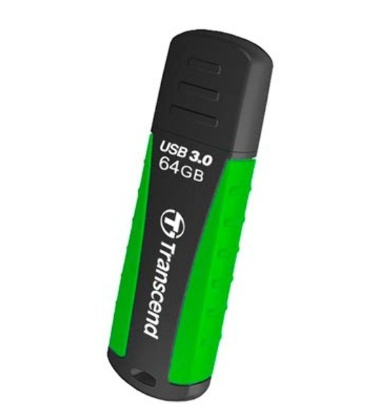 Флешка USB Transcend JetFlash 810 (TS64GJF810), 64Gb, USB 3.0, R/W 100/40, черный/зеленый