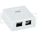 Настенная информационная розетка RJ45 8P8C, кат.5Е UTP, 2-порта, белая , фото 1