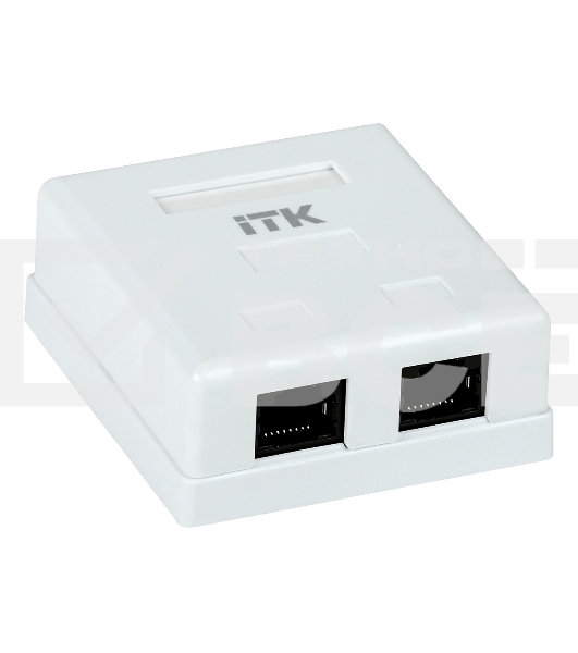 Настенная информационная розетка RJ45 8P8C, кат.5Е UTP, 2-порта, белая 