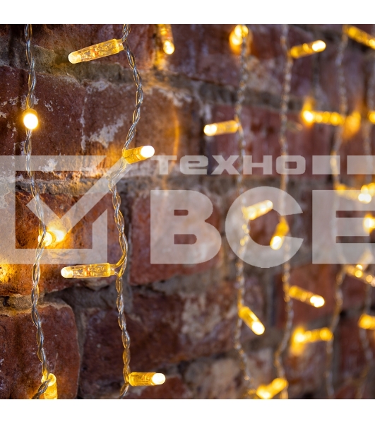Гирлянда Светодиодный Дождь 2х1,5 м, эффект мерцания, прозрачный провод, 230 В, диоды цвет теплый белый