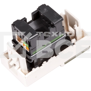 Вставка Mosaic 22.5x45, RJ-45 UTP, кат.6, со шторкой и увеличенным окном маркировки, белая