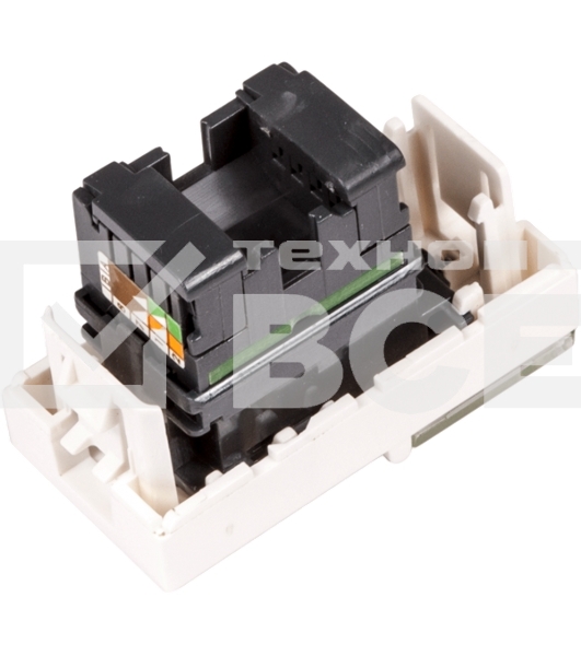Вставка Mosaic 22.5x45, RJ-45 UTP, кат.6, со шторкой и увеличенным окном маркировки, белая