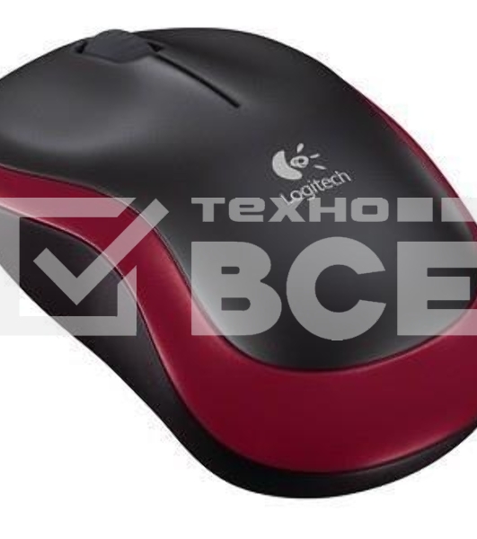 Мышь беспроводная Logitech M185, красный, 1000 dpi, радиоканал, USB, кнопки - 3
