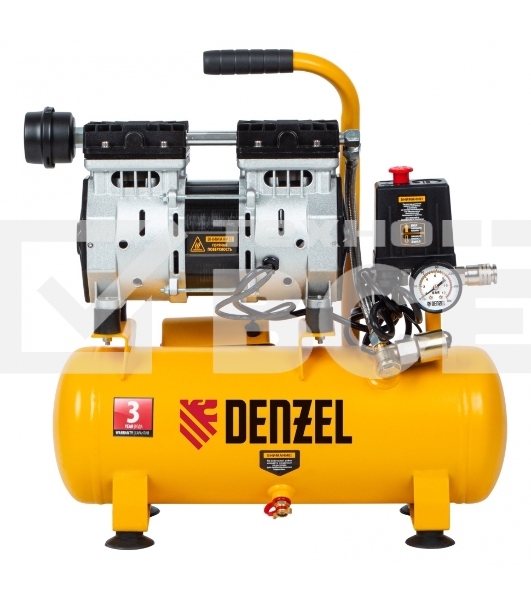Компрессор DLS650/10 безмаслянный малошумный 650 Вт, 120 л/мин,ресивер 10 л  Denzel